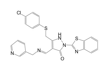 2-(1,3-benzothiazol-2-yl)-5-{[(4-chlorophenyl)sulfanyl]methyl}-4-((E)-{[(E)-3-pyridinylmethyl]imino}methyl)-1,2-dihydro-3H-pyrazol-3-one