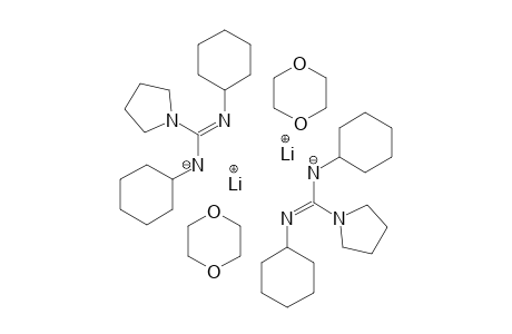 Dilithium(I) bis[cyclohexyl-[(Z)-N-cyclohexyl-C-pyrrolidin-1-yl-carbonimidoyl]azanide] di(1,4-dioxane)