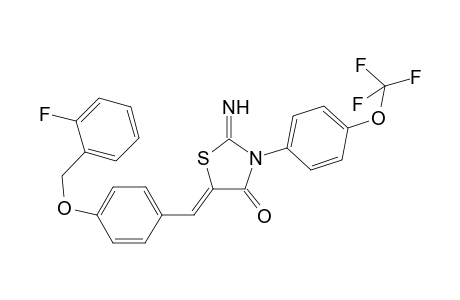 (5Z)-2-azanylidene-5-[[4-[(2-fluorophenyl)methoxy]phenyl]methylidene]-3-[4-(trifluoromethyloxy)phenyl]-1,3-thiazolidin-4-one