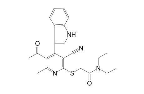 2-[3-cyano-5-ethanoyl-4-(1H-indol-3-yl)-6-methyl-pyridin-2-yl]sulfanyl-N,N-diethyl-ethanamide