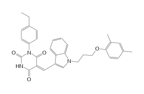 (5Z)-5-({1-[3-(2,4-dimethylphenoxy)propyl]-1H-indol-3-yl}methylene)-1-(4-ethylphenyl)-2,4,6(1H,3H,5H)-pyrimidinetrione