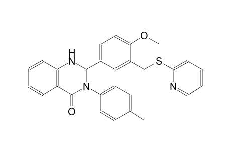 2-{4-methoxy-3-[(2-pyridinylsulfanyl)methyl]phenyl}-3-(4-methylphenyl)-2,3-dihydro-4(1H)-quinazolinone