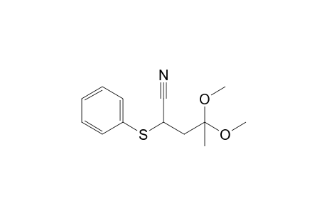 4,4-Dimethoxy-2-phenylthiopentanenitrile