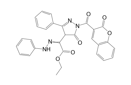 Ethyl 2-(5-oxo-1-(2-oxo-2H-chromene-3-carbonyl)-3-phenyl-4,5-dihydro-1H-pyrazol-4-yl)-2-(2-phenylhydrazono)acetate