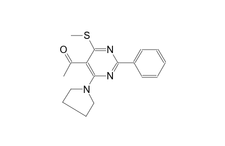 1-[4-(methylsulfanyl)-2-phenyl-6-(1-pyrrolidinyl)-5-pyrimidinyl]ethanone