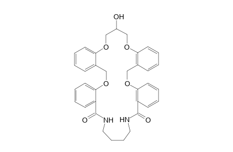13-Hydroxy-6,12,13,20,28,29,30,31-octahydro-14H-tetrabenzo[b,f,p,t]-[1,5,17,21,9,13]-tetraoxadiazapentacosin-26,33-(27H,32H)-dione