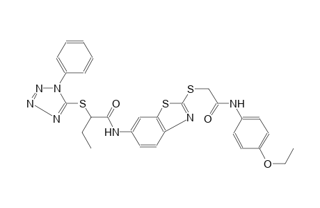 N-(2-{[2-(4-ethoxyanilino)-2-oxoethyl]sulfanyl}-1,3-benzothiazol-6-yl)-2-[(1-phenyl-1H-tetraazol-5-yl)sulfanyl]butanamide