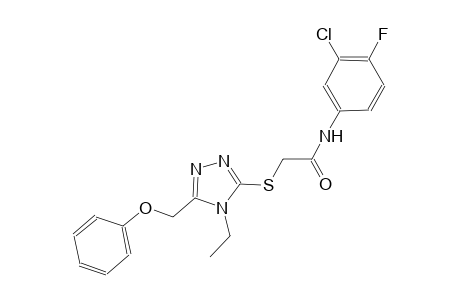 N-(3-chloro-4-fluorophenyl)-2-{[4-ethyl-5-(phenoxymethyl)-4H-1,2,4-triazol-3-yl]sulfanyl}acetamide