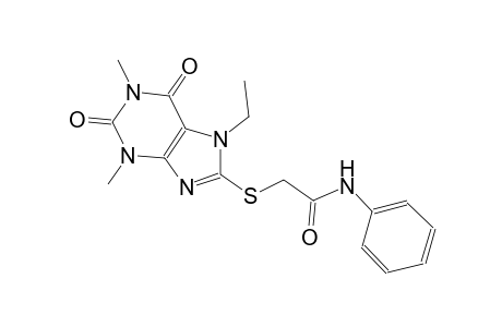 2-[(7-ethyl-1,3-dimethyl-2,6-dioxo-2,3,6,7-tetrahydro-1H-purin-8-yl)sulfanyl]-N-phenylacetamide