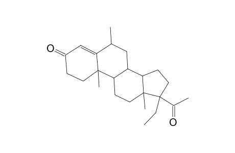 Pregn-4-ene-3,20-dione, 17-ethyl-6-methyl-, (6.alpha.)-