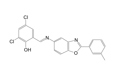 2,4-dichloro-6-((E)-{[2-(3-methylphenyl)-1,3-benzoxazol-5-yl]imino}methyl)phenol