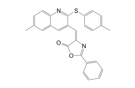 5(4H)-oxazolone, 4-[[6-methyl-2-[(4-methylphenyl)thio]-3-quinolinyl]methylene]-2-phenyl-, (4E)-