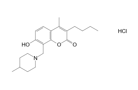 3-butyl-7-hydroxy-4-methyl-8-[(4-methylpiperidino)methyl]coumarin, hydrochloride