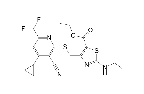 ethyl 4-({[3-cyano-4-cyclopropyl-6-(difluoromethyl)-2-pyridinyl]sulfanyl}methyl)-2-(ethylamino)-1,3-thiazole-5-carboxylate