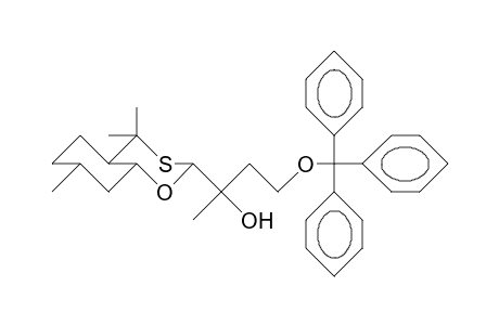 3(eq)-(3-Triphenylmethoxy-1(R)-hydroxy-1-methyl-propyl)-5,5,9(eq)-trimethyl-2-oxa-4-thia-trans-bicyclo(4.4.0)decane
