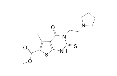 4-keto-5-methyl-3-(2-pyrrolidinoethyl)-2-thioxo-1H-thieno[2,3-d]pyrimidine-6-carboxylic acid methyl ester