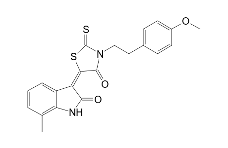 (3E)-3-{3-[2-(4-methoxyphenyl)ethyl]-4-oxo-2-thioxo-1,3-thiazolidin-5-ylidene}-7-methyl-1,3-dihydro-2H-indol-2-one