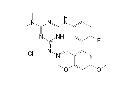 2-(2,4-dimethoxybenzylidene)-1-(4-(dimethylamino)-6-((4-fluorophenyl)amino)-1,3,5-triazin-2(1H)-ylidene)hydrazin-1-ium chloride