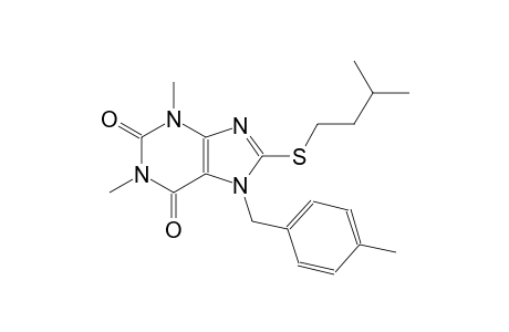 8-(isopentylsulfanyl)-1,3-dimethyl-7-(4-methylbenzyl)-3,7-dihydro-1H-purine-2,6-dione