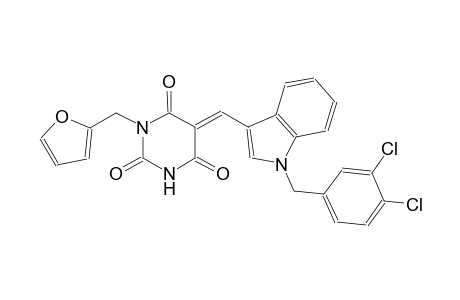 (5E)-5-{[1-(3,4-dichlorobenzyl)-1H-indol-3-yl]methylene}-1-(2-furylmethyl)-2,4,6(1H,3H,5H)-pyrimidinetrione