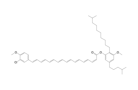 2,4,6,8,10,12,14,16-Heptadecaoctaenoic acid, 17-(3-chloro-4-methoxyphenyl)-, 3-methoxy-2-(9-methyldecyl)-5-(4-methylpentyl)phenyl ester