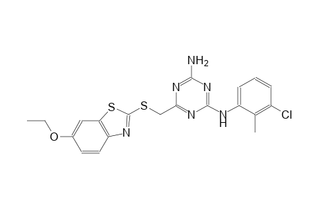 N~2~-(3-chloro-2-methylphenyl)-6-{[(6-ethoxy-1,3-benzothiazol-2-yl)sulfanyl]methyl}-1,3,5-triazine-2,4-diamine