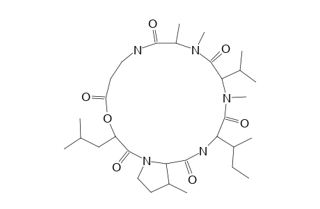 CYCLO-(L-ILE-L-MEVAL-L-MEALA-BETA-ALA-2(R)-HYDROXY-4-METHYL-PENTANOYL-TRANS-3-METHYL-L-PRO);ROSEOCARDIN-(IV)