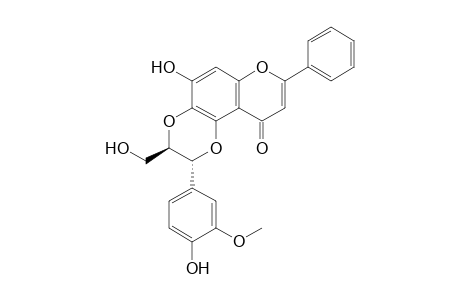 (2R,3R)-3-(hydroxymethyl)-2-(3-methoxy-4-oxidanyl-phenyl)-5-oxidanyl-8-phenyl-2,3-dihydropyrano[2,3-h][1,4]benzodioxin-10-one