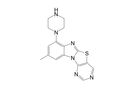 2-Methyl-4-piperazinopyrimidino[4',5' : 4,5]thiazolo[3,2-a]benzimidazole