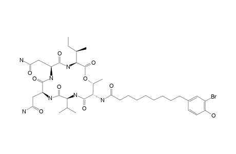 N-[(3S,6S,9S,12S,15S,16R)-6,9-bis(2-amino-2-keto-ethyl)-12-isopropyl-2,5,8,11,14-pentaketo-16-methyl-3-sec-butyl-1-oxa-4,7,10,13-tetrazacyclohexadec-15-yl]-9-(3-bromo-4-hydroxy-phenyl)pelargonamide