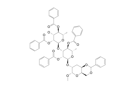 METHYL-(2,4-DI-O-BENZOYL-ALPHA-L-RHAMNOPYRANOSYL)-(1->3)-(2,4-DI-O-BENZOYL-ALPHA-L-RHAMNOPYRANOSYL)-(1->2)-4,6-O-BENZYLIDENE-3-DEOXY-ALPHA-
