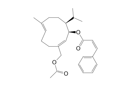 2-Propenoic acid, 3-phenyl-, 3-[(acetyloxy)methyl]-7-methyl-10-(1-methylethyl)-2,6-cyclodecadien-1-yl ester, (1R*,2Z,6E,10S*)-