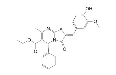 ethyl (2Z)-2-(4-hydroxy-3-methoxybenzylidene)-7-methyl-3-oxo-5-phenyl-2,3-dihydro-5H-[1,3]thiazolo[3,2-a]pyrimidine-6-carboxylate