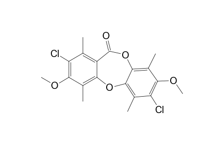 11H-Dibenzo[b,e][1,4]dioxepin-11-one, 2,7-dichloro-3,8-dimethoxy-1,4,6,9-tetramethyl-