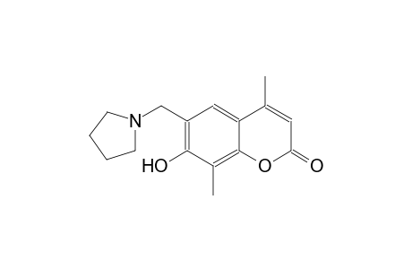 2H-1-benzopyran-2-one, 7-hydroxy-4,8-dimethyl-6-(1-pyrrolidinylmethyl)-