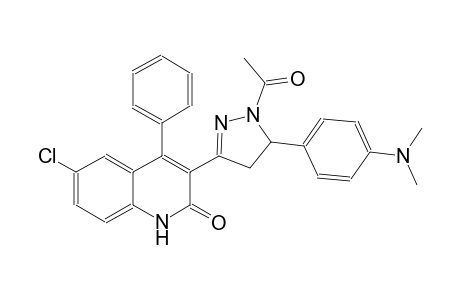 2(1H)-quinolinone, 3-[1-acetyl-5-[4-(dimethylamino)phenyl]-4,5-dihydro-1H-pyrazol-3-yl]-6-chloro-4-phenyl-
