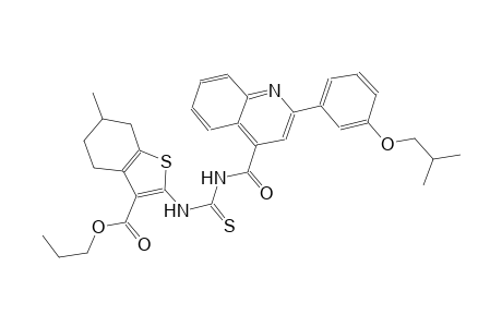 propyl 2-{[({[2-(3-isobutoxyphenyl)-4-quinolinyl]carbonyl}amino)carbothioyl]amino}-6-methyl-4,5,6,7-tetrahydro-1-benzothiophene-3-carboxylate