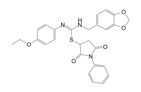 carbamimidothioic acid, N-(1,3-benzodioxol-5-ylmethyl)-N'-(4-ethoxyphenyl)-, 2,5-dioxo-1-phenyl-3-pyrrolidinyl ester