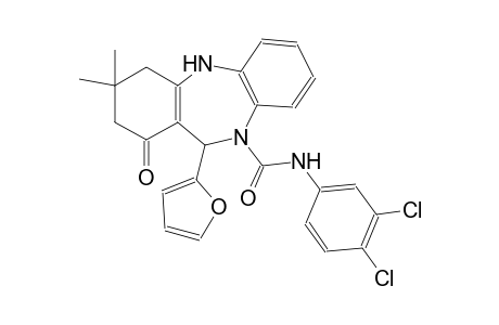 N-(3,4-dichlorophenyl)-11-(2-furyl)-3,3-dimethyl-1-oxo-1,2,3,4,5,11-hexahydro-10H-dibenzo[b,e][1,4]diazepine-10-carboxamide