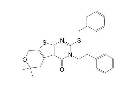 2-(benzylsulfanyl)-6,6-dimethyl-3-(2-phenylethyl)-3,5,6,8-tetrahydro-4H-pyrano[4',3':4,5]thieno[2,3-d]pyrimidin-4-one