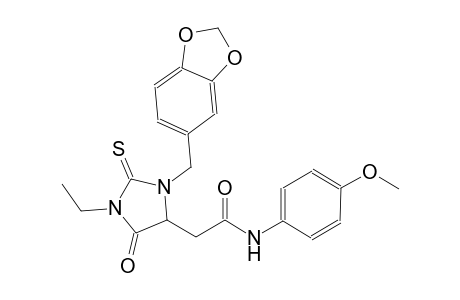 2-[3-(1,3-benzodioxol-5-ylmethyl)-1-ethyl-5-oxo-2-thioxo-4-imidazolidinyl]-N-(4-methoxyphenyl)acetamide