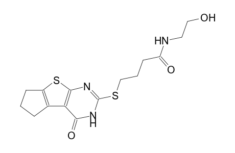 N-(2-hydroxyethyl)-4-[(4-oxo-3,5,6,7-tetrahydro-4H-cyclopenta[4,5]thieno[2,3-d]pyrimidin-2-yl)sulfanyl]butanamide