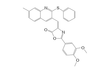 5(4H)-oxazolone, 2-(3,4-dimethoxyphenyl)-4-[[7-methyl-2-(phenylthio)-3-quinolinyl]methylene]-, (4E)-