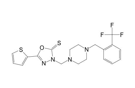 3-(2-TRIFLUOROMETHYLBENZYL-PIPERAZINYLMETHYL)-5-(2-THIENYL)-1,3,4-OXADIAZOLINE-2-THIONE