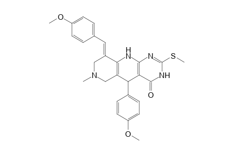 (E)-9-(4-Methoxybenzylidene)-5-(4-methoxyphenyl)-7-methyl-2-(methylthio)-6,7,8,9-tetrahydropyrimido[4,5-b][1,6]naphthyridin-4(3H,5H,10H)-one