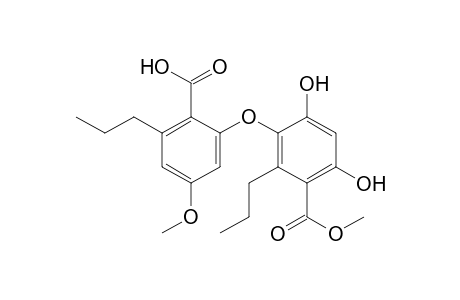 Benzoic acid, 3-(2-carboxy-5-methoxy-3-propylphenoxy)-4,6-dihydroxy-2-propyl-, 1-methyl ester
