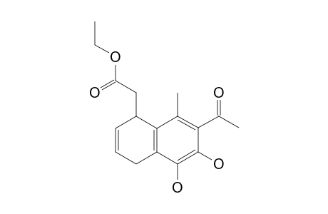 3-ACETYL-5-CARBETHOXYMETHYL-1,2-DIHYDROXY-4-METHYL-5,8-DIHYDRONAPHTHALENE