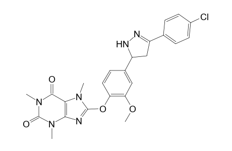 3-(4-Chlorophenyl)-5-((4-(2,6-dioxo-1,3,7-trimethyl-2,3,6,7-tetrahydro-1H-purine-8-yl)oxy)-3-methoxyphenyl)-4,5-dihydro-1Hpyrazole