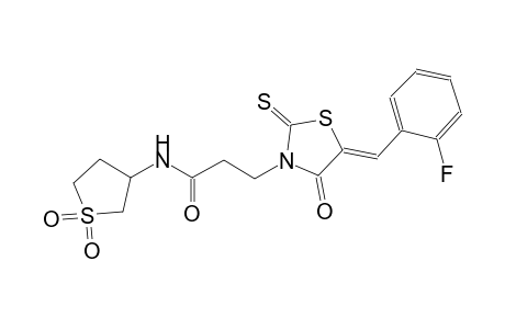 3-thiazolidinepropanamide, 5-[(2-fluorophenyl)methylene]-4-oxo-N-(tetrahydro-1,1-dioxido-3-thienyl)-2-thioxo-, (5Z)-