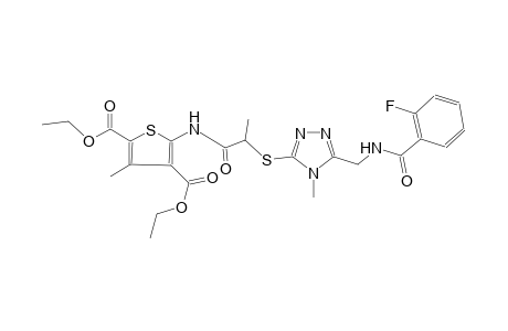 2,4-thiophenedicarboxylic acid, 5-[[2-[[5-[[(2-fluorobenzoyl)amino]methyl]-4-methyl-4H-1,2,4-triazol-3-yl]thio]-1-oxopropyl]amino]-3-methyl-, diethyl ester